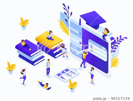 Isometric business concept e-learning for second higher education, self-study, advanced training. Great concept for a Landing page 96327139