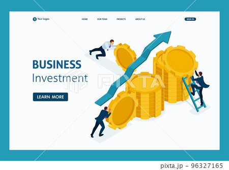 Isometric Business investment in business development, entrepreneurs build savings. Website Template Landing page 96327165