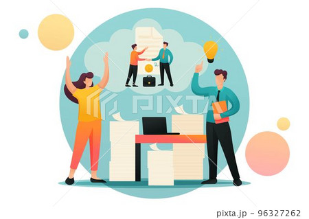 Stressful situation, solution of the problem by employees of the company. Flat 2D character. Concept for web design 96327262