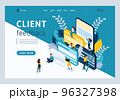 Website Template Landing page Isometric concept young entrepreneurs, customer Reviews and comments. Easy to edit and customize 96327398