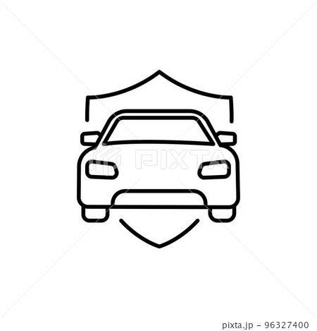 Shield and car. Insurance. linear icon. Line with Editable stroke Shield and car. Insurance. linear icon. Line with Editable stroke 96327400