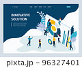 Website Template Landing page Isometric concept young entrepreneurs, marketing research, innovative solution. Easy to edit and customize 96327401