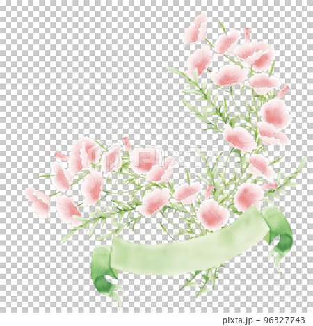 文字入れ用バナーのついた花束のイラスト 文字入れ用バナーのついた花束のイラスト 96327743