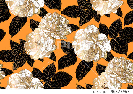 Seamless luxury pattern with white and gold... - Stock Illustration  [96328963] - PIXTA