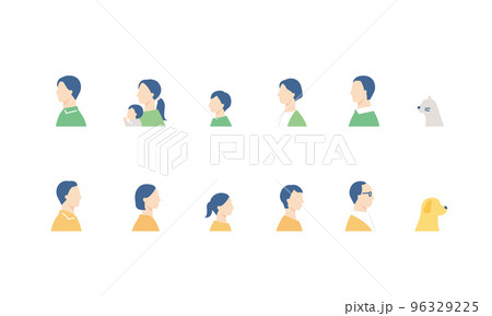 家族の横顔アイコンセット 家族の横顔アイコンセット 96329225