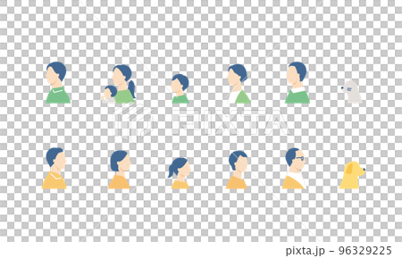 家族の横顔アイコンセット 家族の横顔アイコンセット 96329225