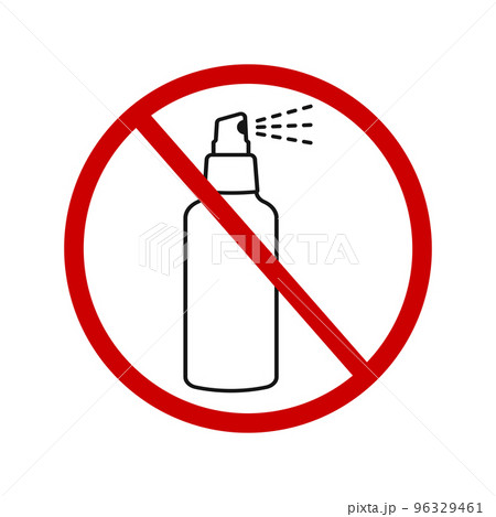 Anti graffiti concept. Stop vandalism icon. No perfume or ban pesticides symbol. Spray pictogram crossed by red prohibiden sign isolated on white background Anti graffiti concept. Stop vandalism icon. No perfume or ban pesticides symbol. Spray pictogram crossed by red prohibiden sign isolated on white background 96329461