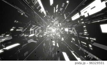 VJ トンネル 三角形 機械 SF 発光 サイバー 白黒 [別Verあり] 96329501