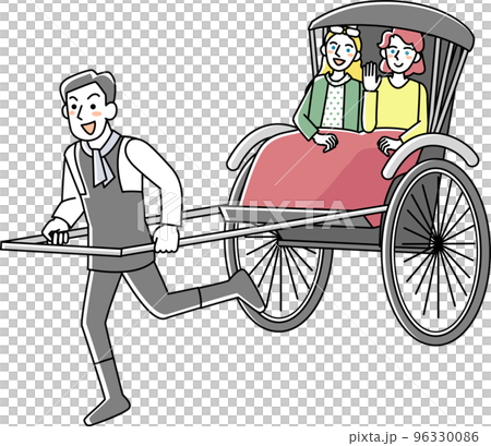 一位在旅遊景點騎人力車的外國女遊客 一位在旅遊景點騎人力車的外國女遊客 96330086