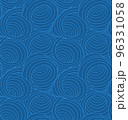 Seamless blue vector pattern of swirls and abstract shapes drawn with thin lines. Vector seamless texture in blue color waves or flow. 96331058