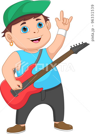 happy fat boy playing guitar 96331539