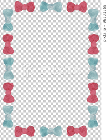 Rectangular frame of ordered blue and red bows. Watercolor isolated illustration Rectangular frame of ordered blue and red bows. Watercolor isolated illustration 96331568