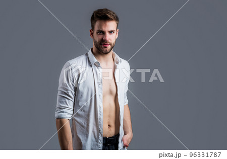 male with fashionable groomed hair and beard, sexyality 96331787