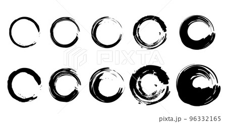 筆書きの円セット 黒 筆書きの円セット 黒 96332165