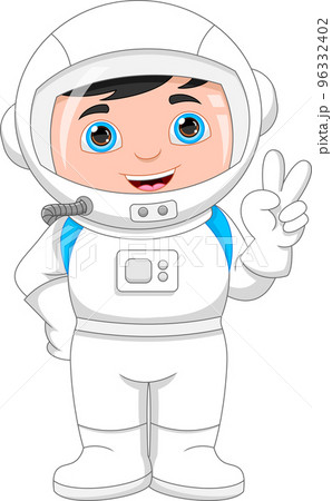 cute boy wearing astronaut costume on white background cute boy wearing astronaut costume on white background 96332402