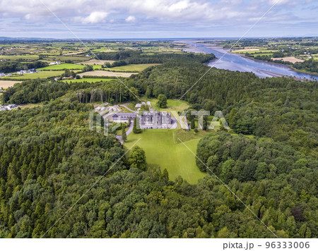 Aerial of Belleek Castle in Ballina, County Mayo - Republic of Ireland 96333006