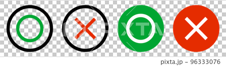 各種圓圈和十字圖標集。正確的和不正確的。向量。 96333076