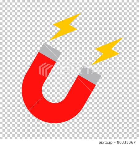 U字磁石と磁力の電気。引き寄せる。ベクター。 U字磁石と磁力の電気。引き寄せる。ベクター。 96333367