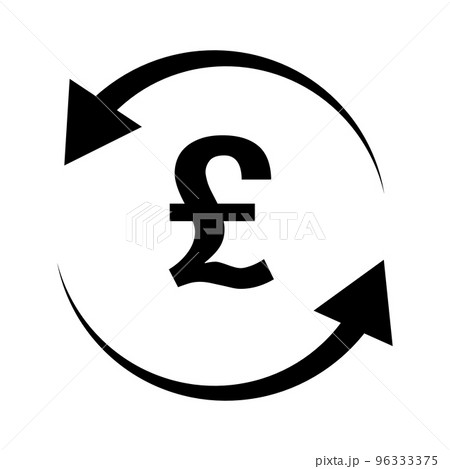回転する矢印とイギリスポンドアイコン。為替。ベクター。 回転する矢印とイギリスポンドアイコン。為替。ベクター。 96333375