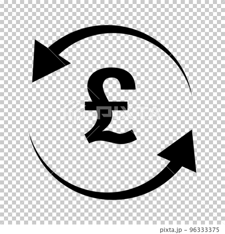 回転する矢印とイギリスポンドアイコン。為替。ベクター。 回転する矢印とイギリスポンドアイコン。為替。ベクター。 96333375