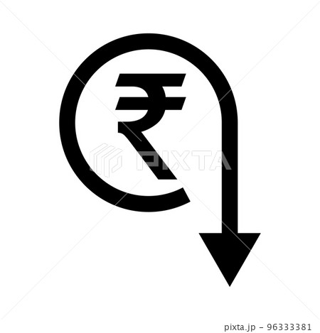 インドルピー価格下落アイコン。ベクター。 96333381