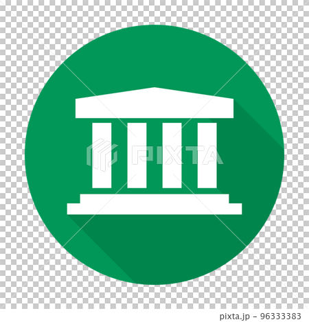 帶陰影的圓形寺廟圖標。向量。 96333383