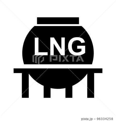 LNGガスタンクのシルエットアイコン。ガスホルダー。ベクター。 LNGガスタンクのシルエットアイコン。ガスホルダー。ベクター。 96334258