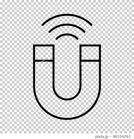 磁石と磁力の波アイコン。ベクター。 96334261