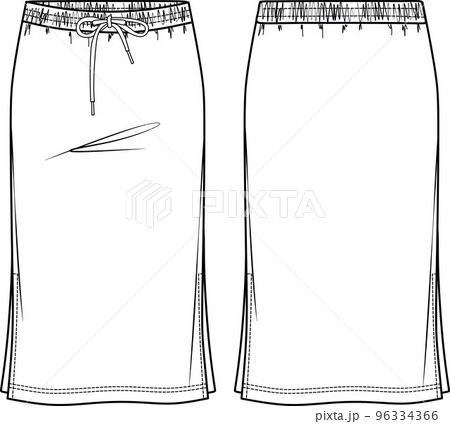 Skirt fashion flat sketch template Royalty Free Vector Image