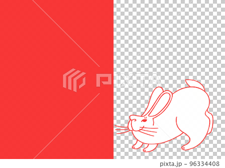 New Year's card rabbit right red and white red and white New Year's card rabbit right red and white red and white 96334408