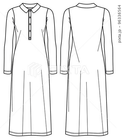 Vector wrap long sleeved maxi dress fashion  Stock Illustration  96333204  PIXTA