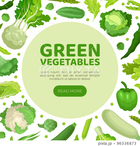 Green vegetables landing page template. Natural organic food web banner, website with vegetables seamless pattern cartoon vector 96336873
