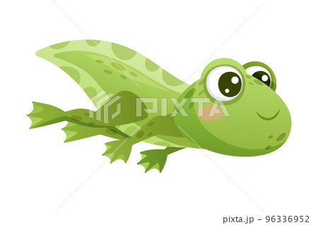 Cute Green Tadpole Cartoon Character Vector Illustration 96336952