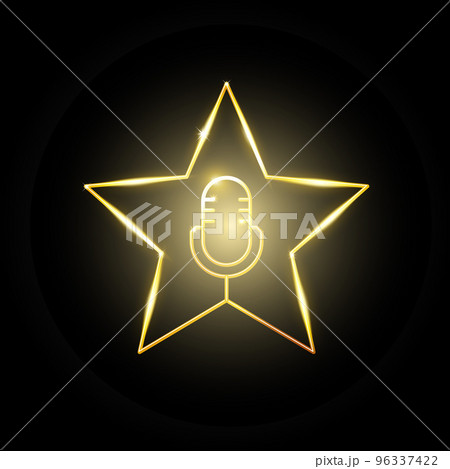 Karaoke superstar, voice contest, microphone inside gold star, singing competition, vector Karaoke superstar, voice contest, microphone inside gold star, singing competition, vector 96337422