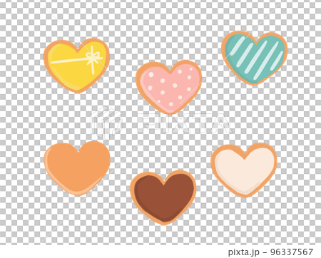 Colorful and cute heart icing cookies 96337567