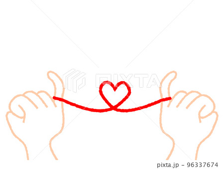 運命の赤い糸でつながれた小指　クレヨン風 96337674