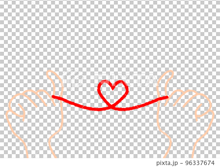 運命の赤い糸でつながれた小指　クレヨン風 96337674