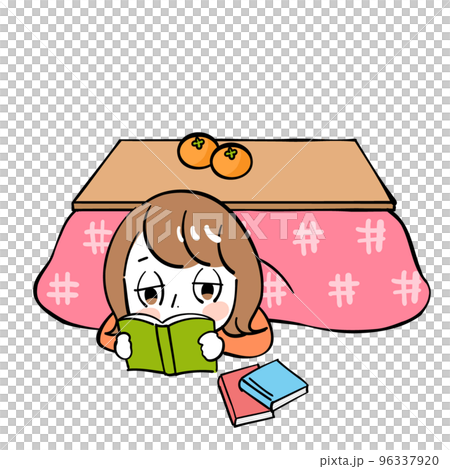 Woman, kotatsu, book, reading Woman, kotatsu, book, reading 96337920