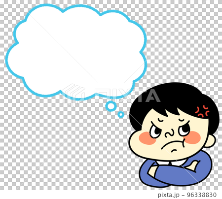 Speech bubble Illustration material of a comical male character who is frustrated and angry Speech bubble Illustration material of a comical male character who is frustrated and angry 96338830