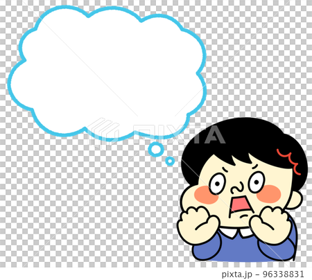 Speech bubble Illustration material of a comical male character who is surprised Speech bubble Illustration material of a comical male character who is surprised 96338831