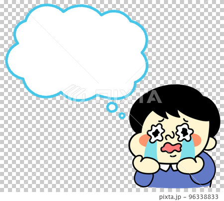 Speech bubble Illustration material of a comical male character crying out loud 96338833