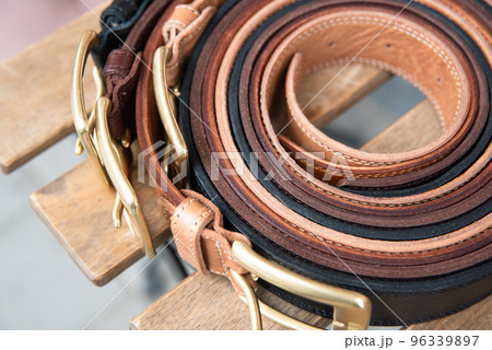 Leather belts set. natural lighting Leather belts set. natural lighting 96339897