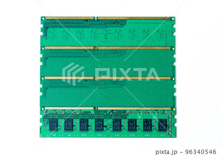 Computer memory card Close up memory socket on board computer server RAM on white background . system, main memory, random access memory, onboard, computer detail. Computer components . DDR3. DDR4. DD Computer memory card Close up memory socket on board computer server RAM on white background . system, main memory, random access memory, onboard, computer detail. Computer components . DDR3. DDR4. DD 96340546