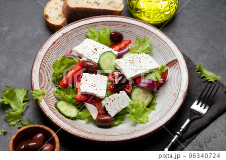 Greek salad with vegetables and feta cheese Greek salad with vegetables and feta cheese 96340724