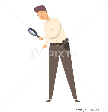 Detective lens icon cartoon vector. Crime investigation. Board spy solve 96341667