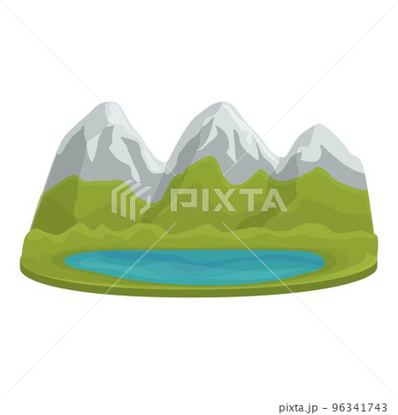 Mountain lake icon cartoon vector. Poland travel. Polish landscape Mountain lake icon cartoon vector. Poland travel. Polish landscape 96341743