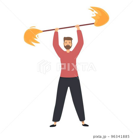 Fire barbell icon cartoon vector. Fire show. Fun fakir 96341885