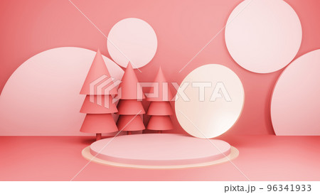 Christmas background with Christmas tree and stage podium for product display. 3d rendering Christmas background with Christmas tree and stage podium for product display. 3d rendering 96341933