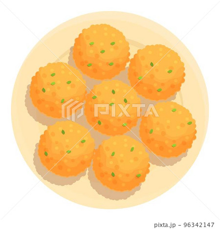 Croquette plate icon cartoon vector. Food cuisine. Snack food 96342147