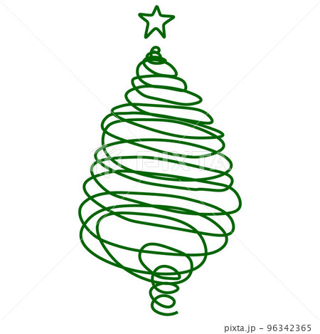 the christmas tree one line illustration green 96342365